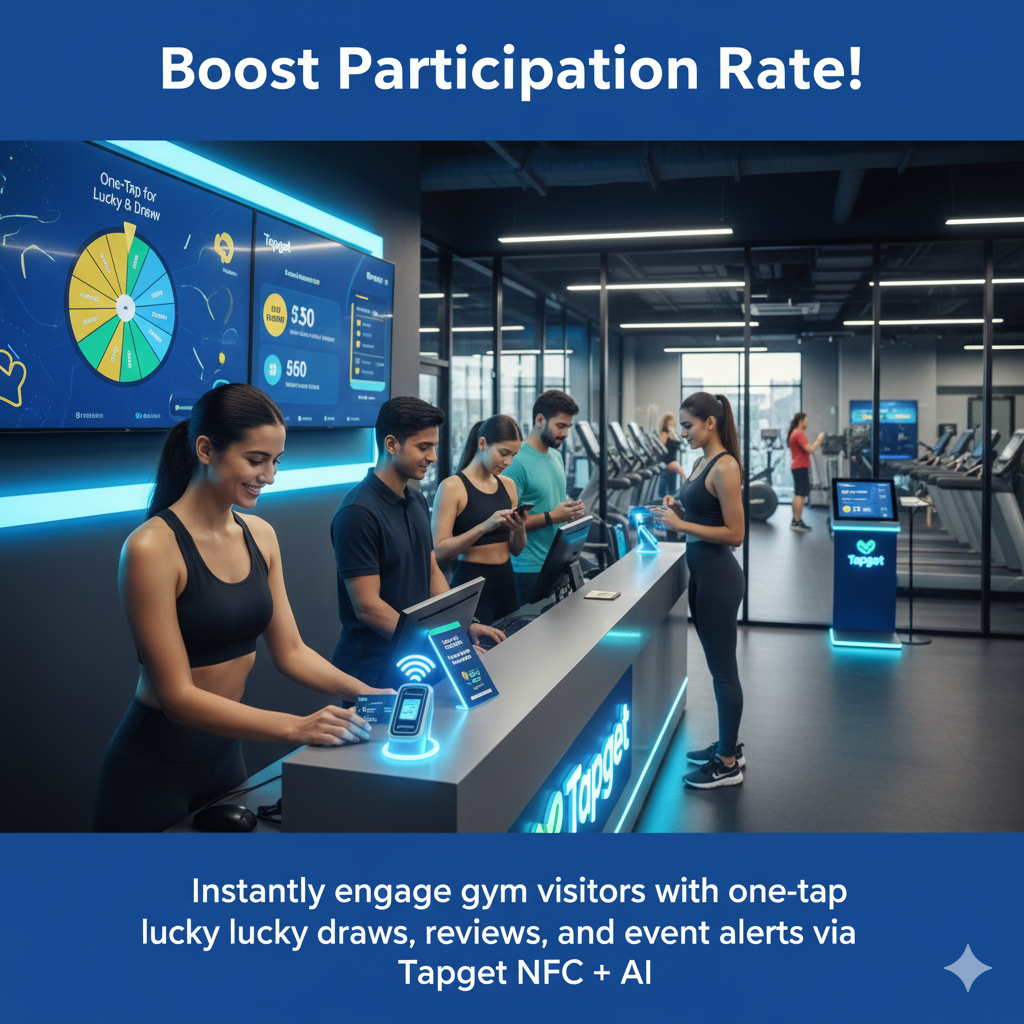 Boost Participation Rate, Reviews, and Engagement at Gyms with Tapget NFC + AI
