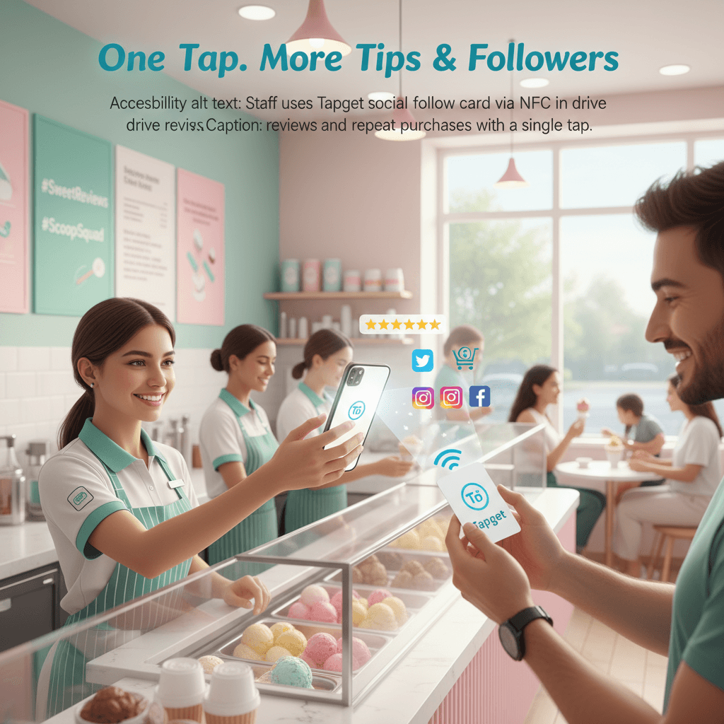 Hashtag Strategy & Social Follow Card: Turbocharge Ice Cream Shop Reviews with NFC