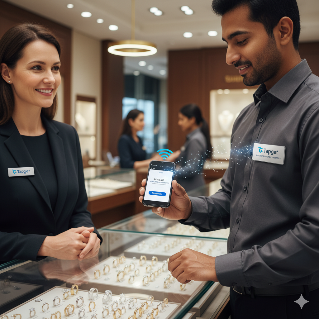 Cashier Counter NFC: Tapget’s Smart Staff Badges Drive Tips, Reviews & Orders