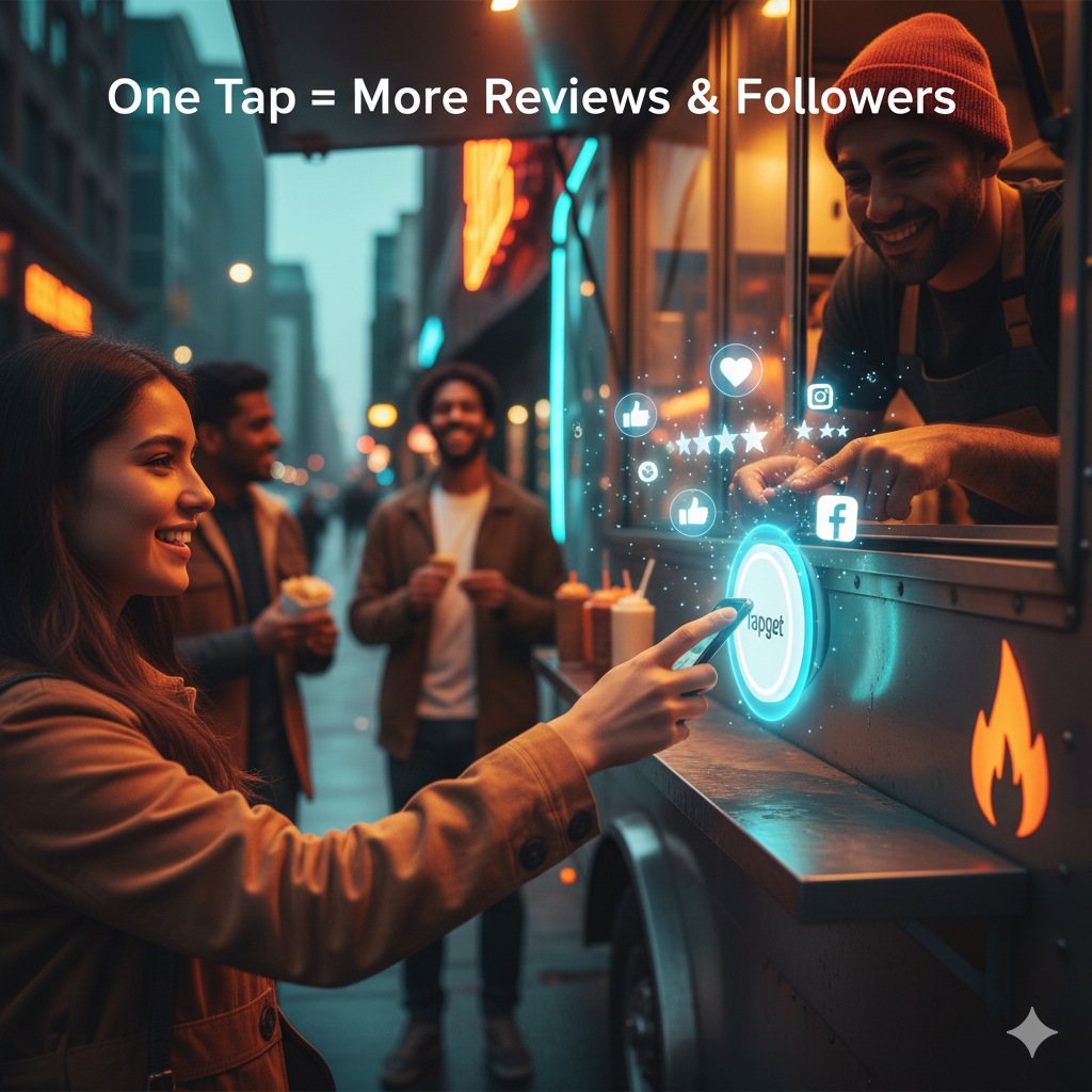 Boost Food Truck Reviews & Followers 3x with Tapget’s NFC + AI
