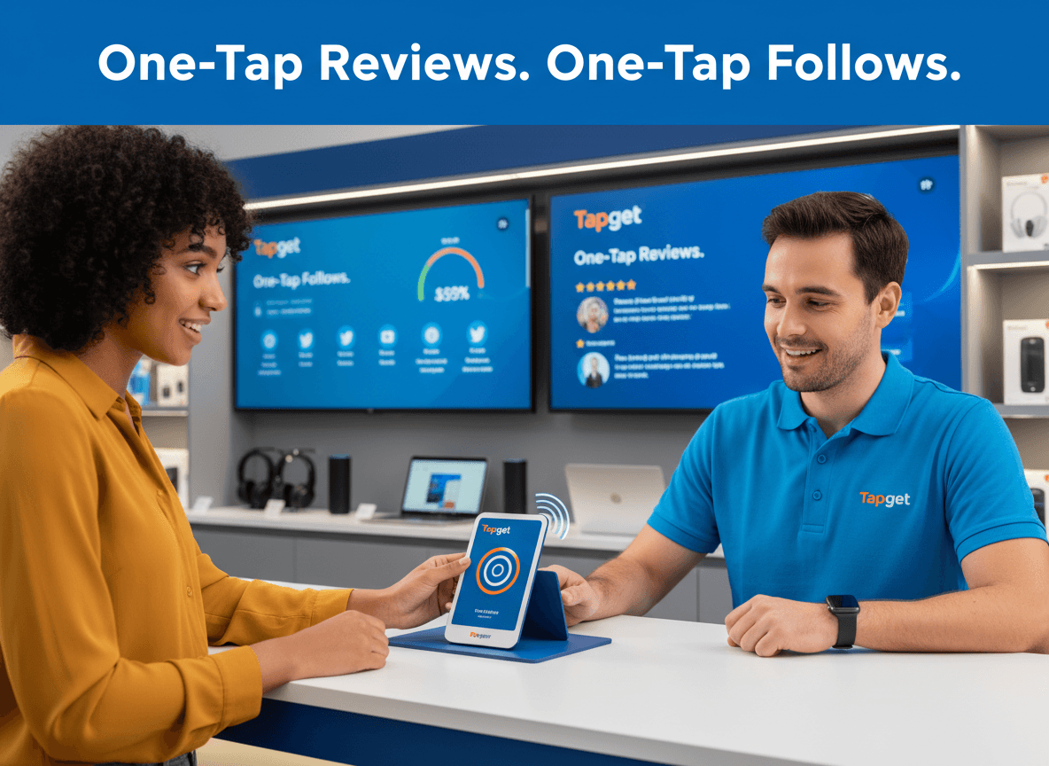 UGC Creation & Social Follow Cards: Tapget NFC Drives Reviews Fast