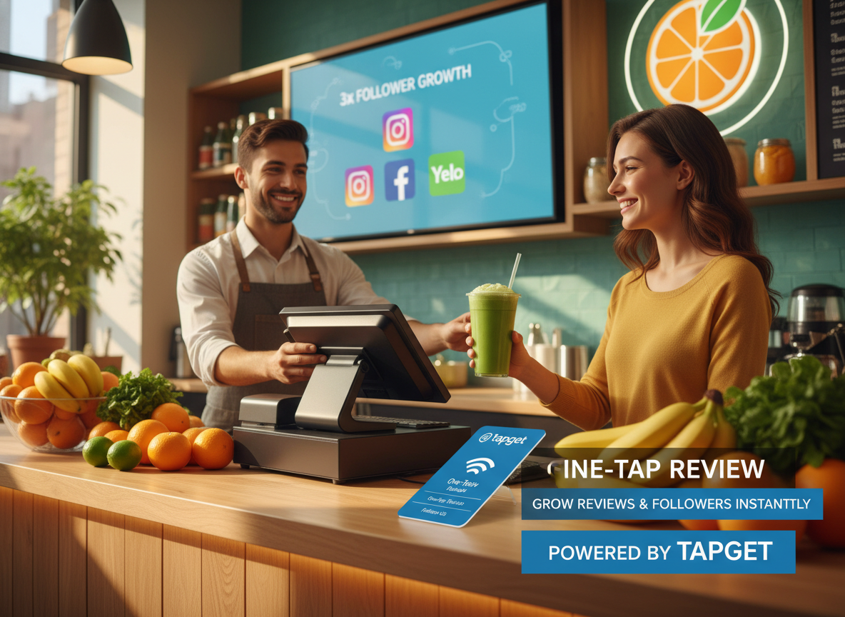 Triple Your Juice Bar Followers: Tapget’s NFC + AI Review & Engagement Tool