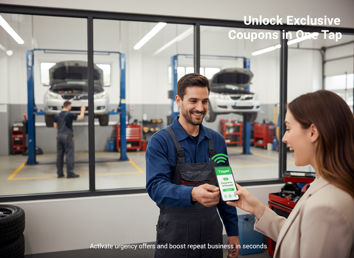 Boost Auto Shop Orders & Reviews with Tapget’s NFC Urgency Coupons