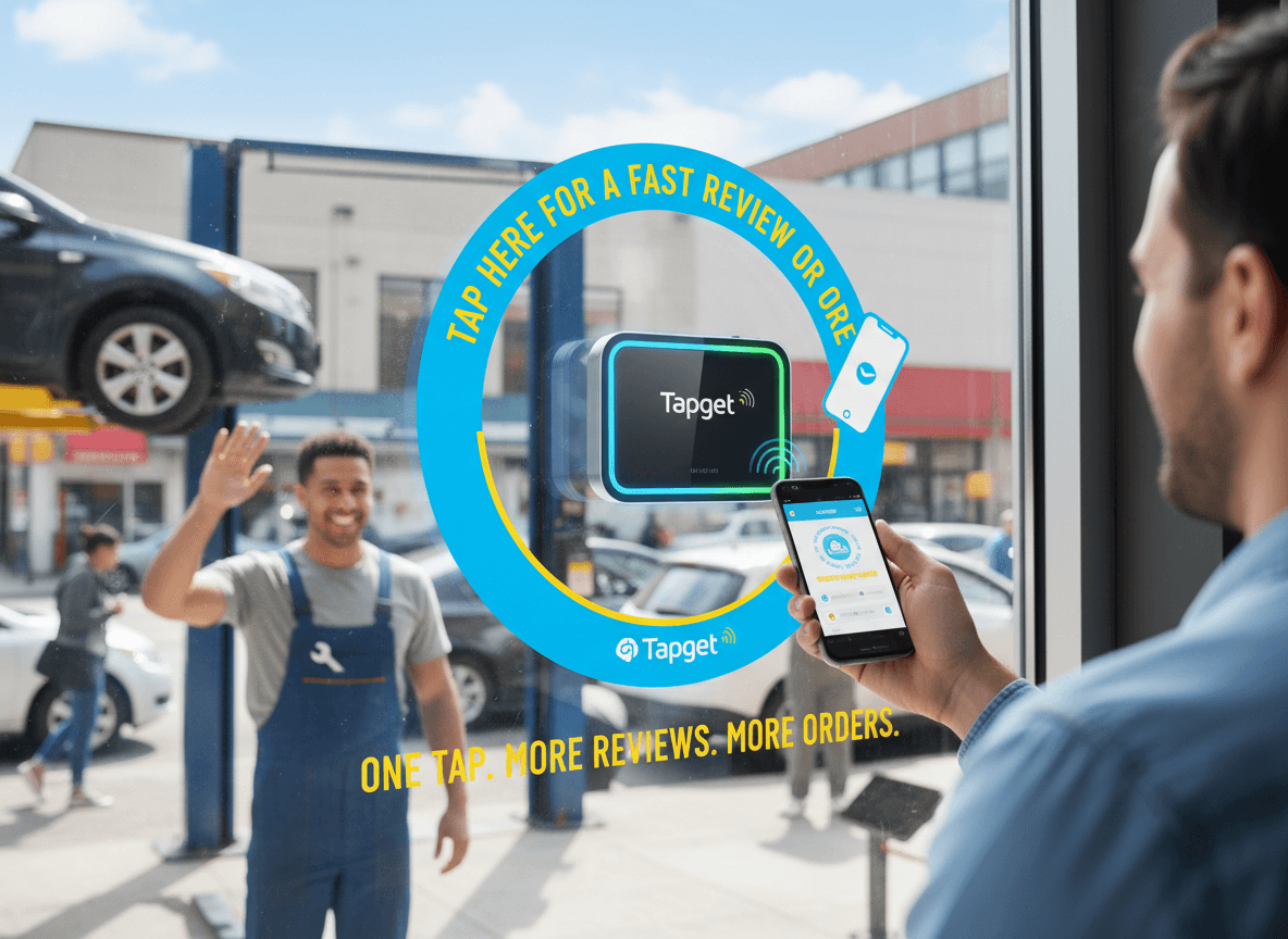 Window Display Urgency Marketing: Grow Auto Repair Reviews & Orders with Tapget