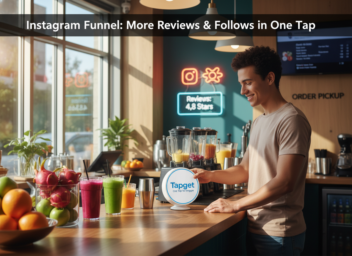 Grow Juice Bar Reviews and Instagram Follows with Tapget’s NFC Funnel
