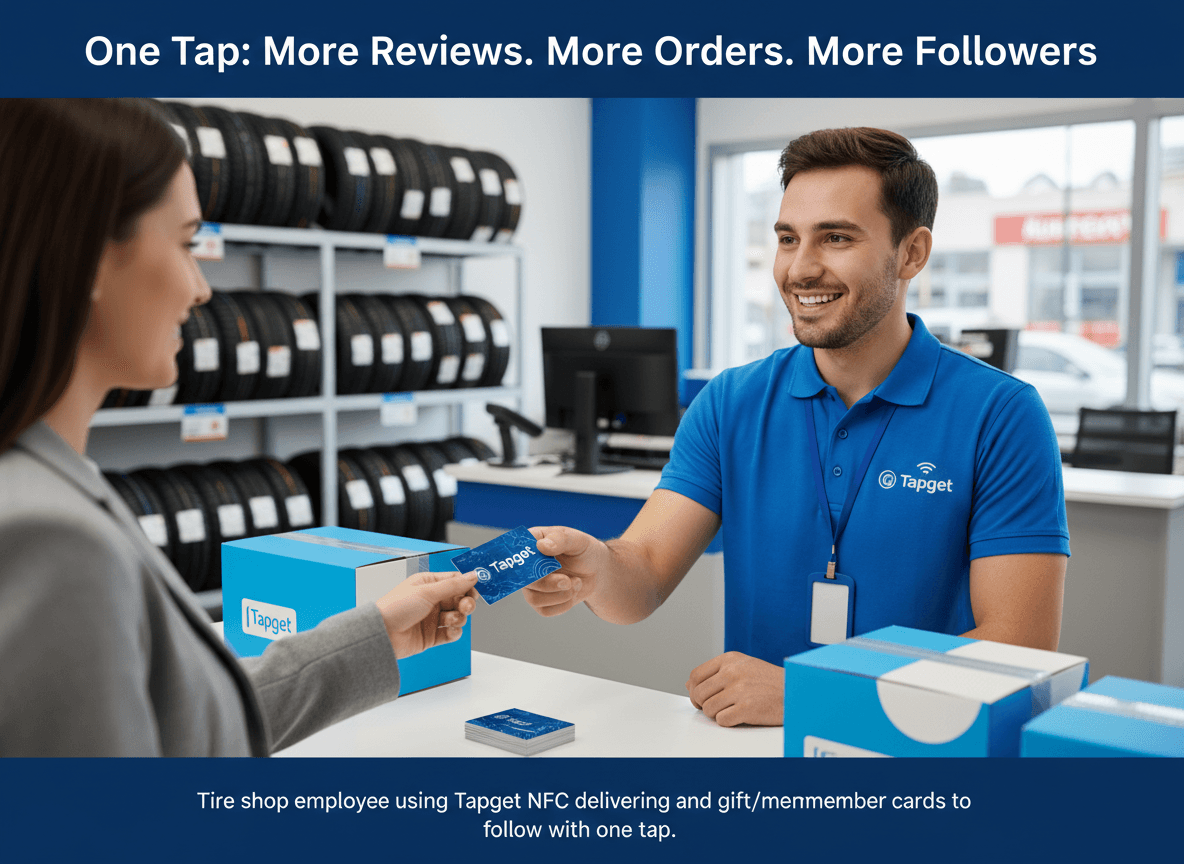 Boost Your Tire Shop Reviews & Orders with Tapget’s NFC Cards