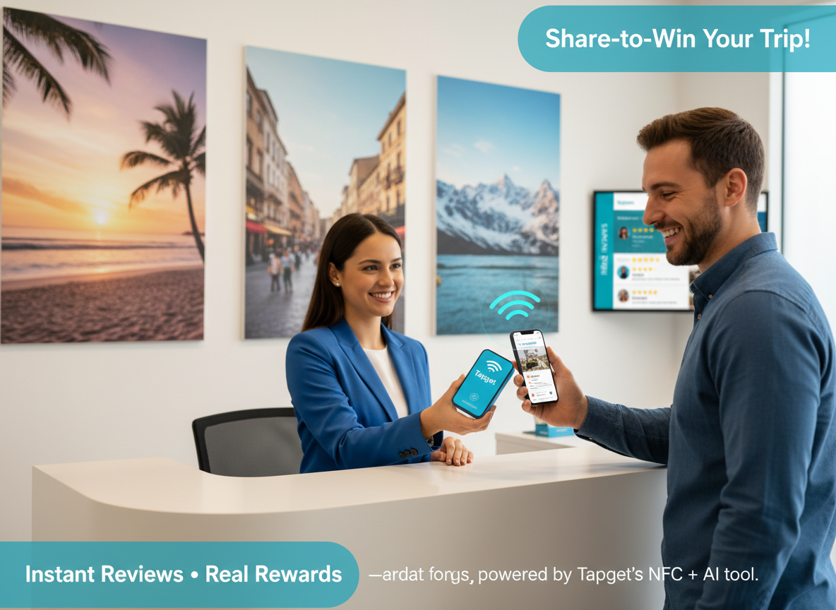 Share-to-Win: How Tapget’s NFC + AI Drives Reviews and Repeat Purchases for Travel Agencies