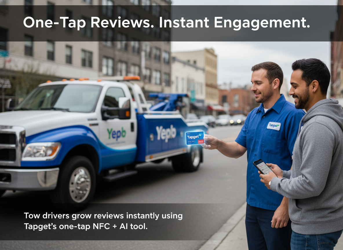 Grow Your Towing Service’s Yelp Reviews with Tapget’s NFC + AI