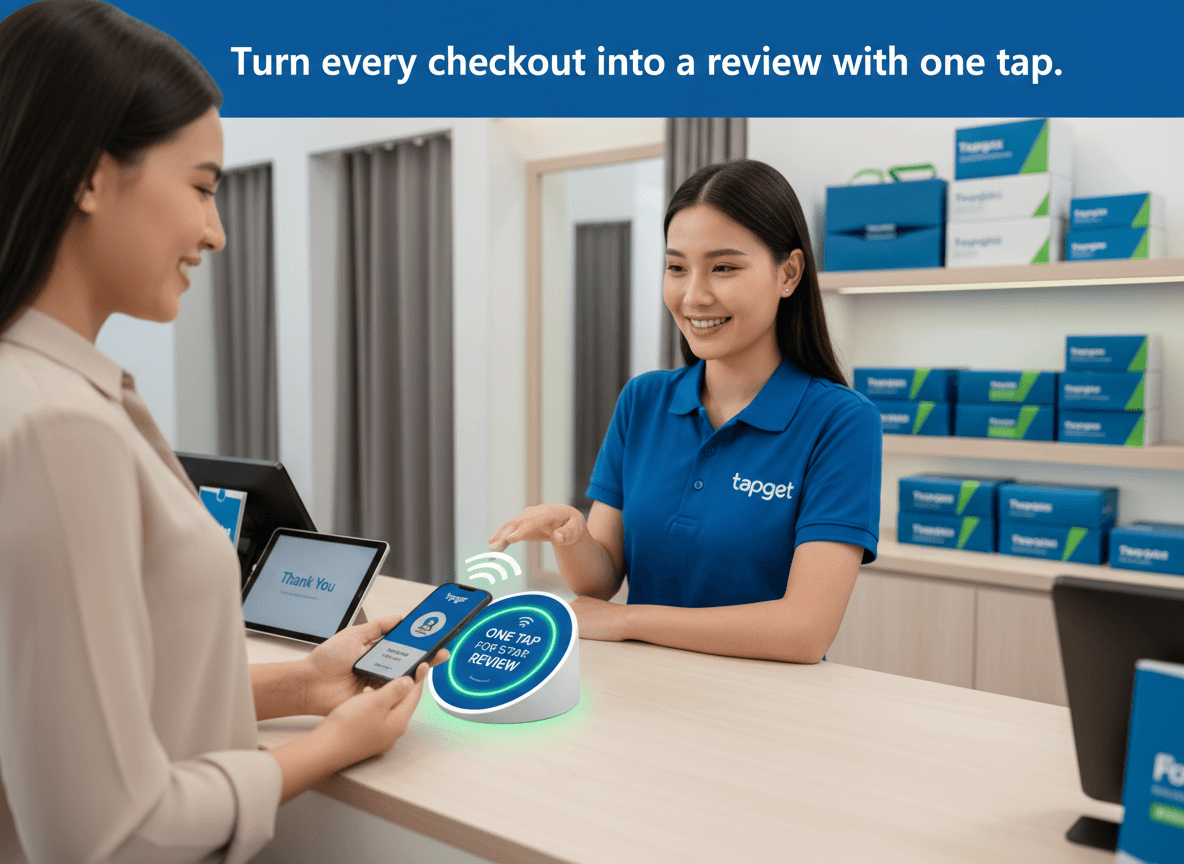Cashier Counter & Fitting Room NFC Tips: Drive Reviews, Social Follows, & Orders With Tapget