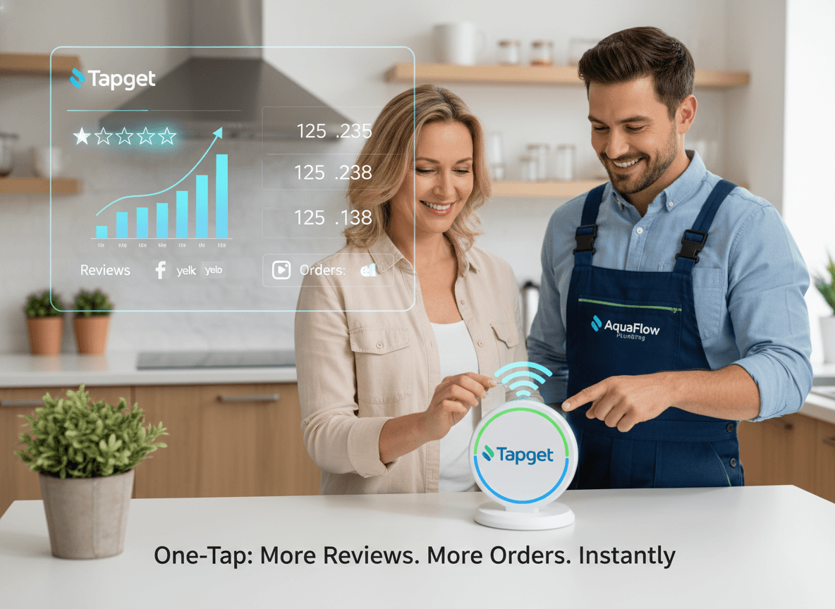 Shorter Conversion Path for Plumbers: Drive Reviews and Orders with Tapget NFC + AI