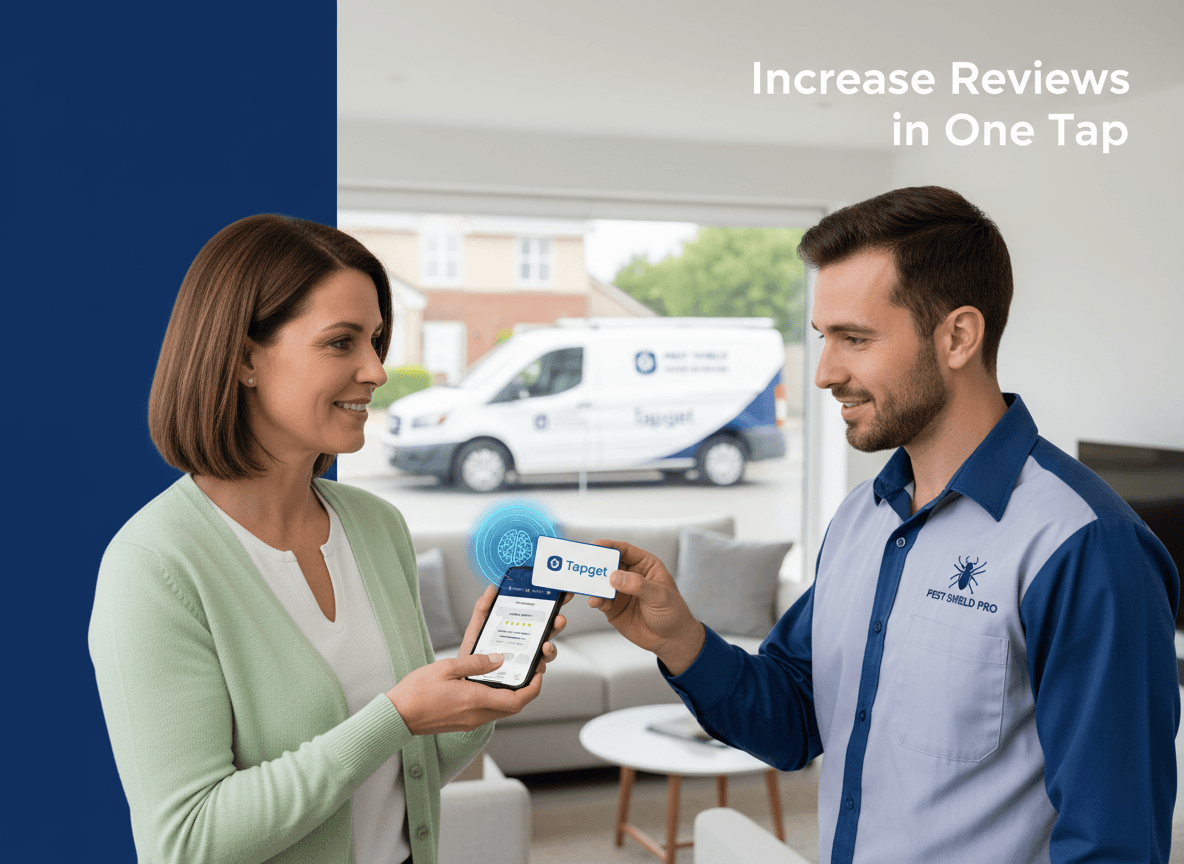 Grow Store Reviews & Repeat Orders with Tapget: NFC + AI for Pest Control Teams