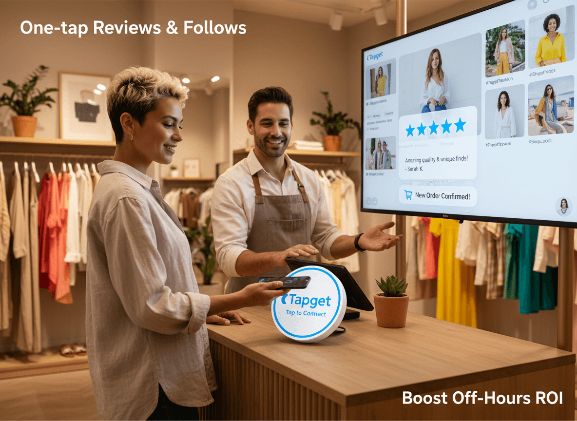 Boost Off-Hours Exposure & ROI: Tapget’s One-Tap NFC + AI for Clothing Stores