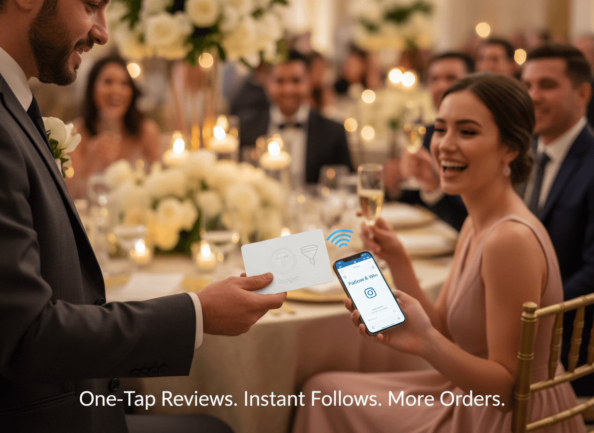 Social Follow Card: Tapget’s One-Tap Funnel for Wedding Photographers