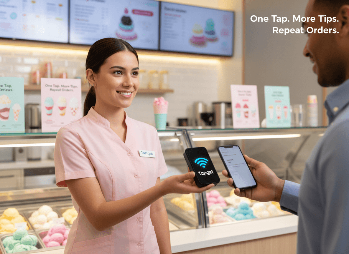 Boost Ice Cream Shop Tips & Orders with Tapget’s NFC + AI