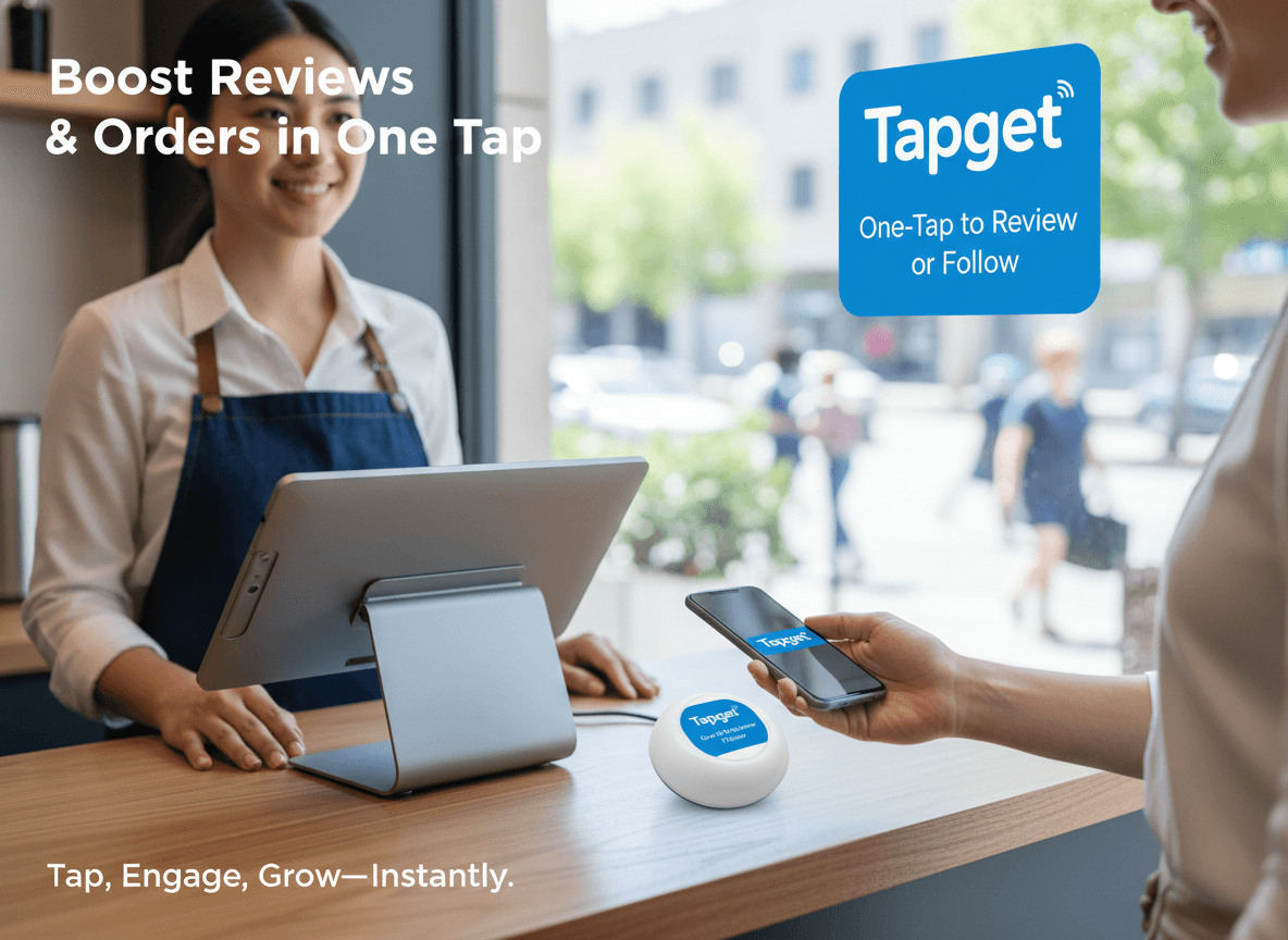 Boost Local Reviews & Orders with Tapget’s NFC Window Display