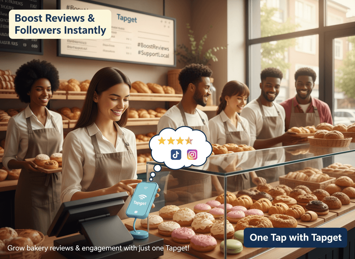 Boost Bakery Reviews & Social Follows Instantly with Tapget