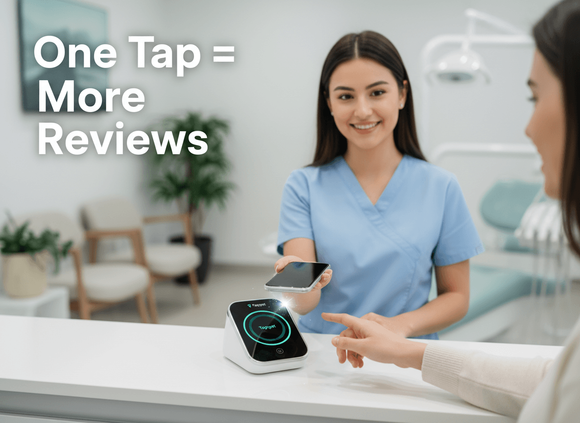 Positive Review Prompts for Dental Clinics: Tapget’s NFC + AI Solution