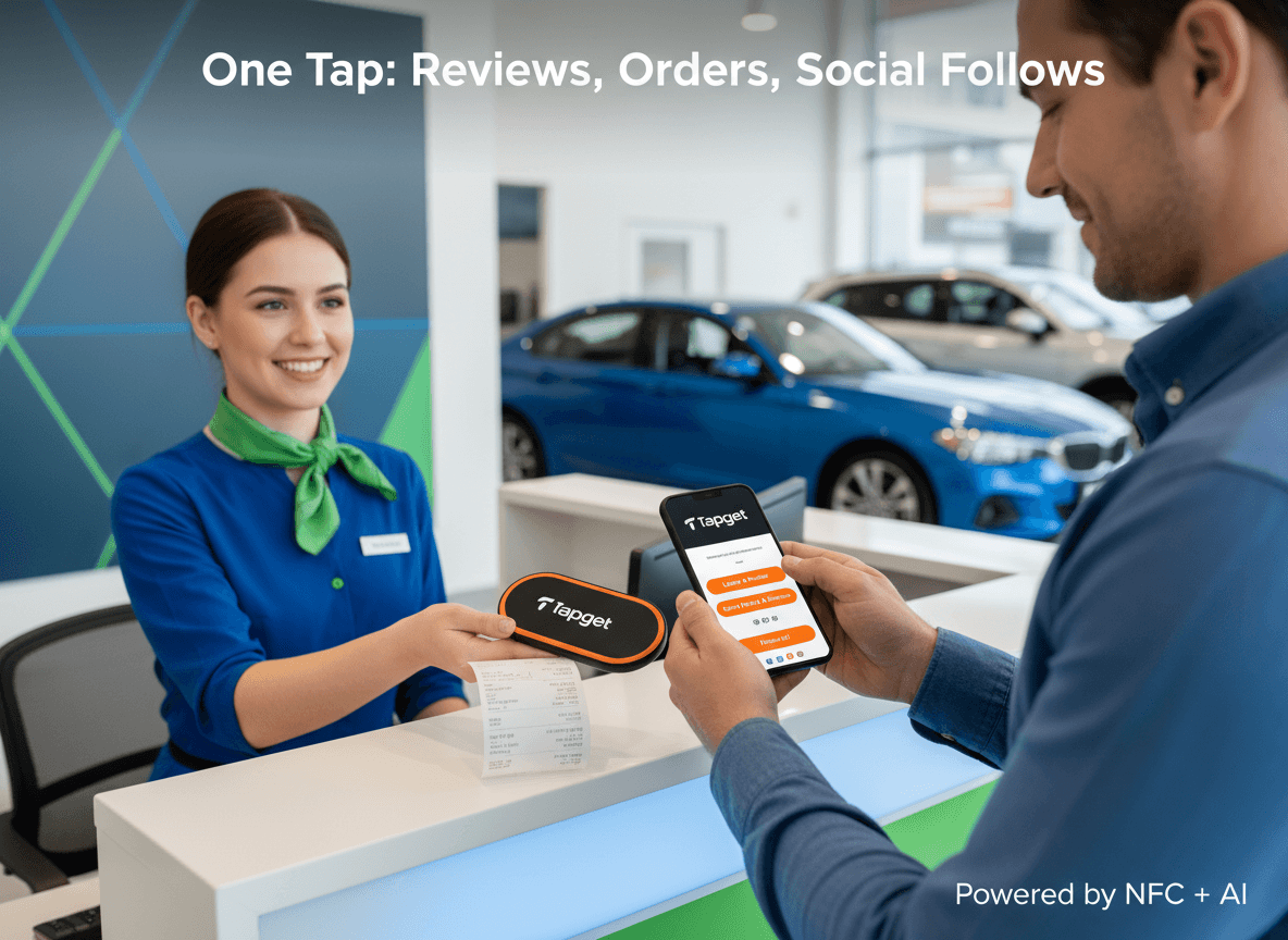 Receipt Upsell & Fitting Room Tips for Car Dealerships: Boost Reviews with Tapget NFC + AI