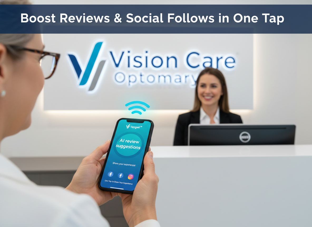 Increase Optometry Reviews Instantly with Tapget’s NFC + AI Review Suggestions