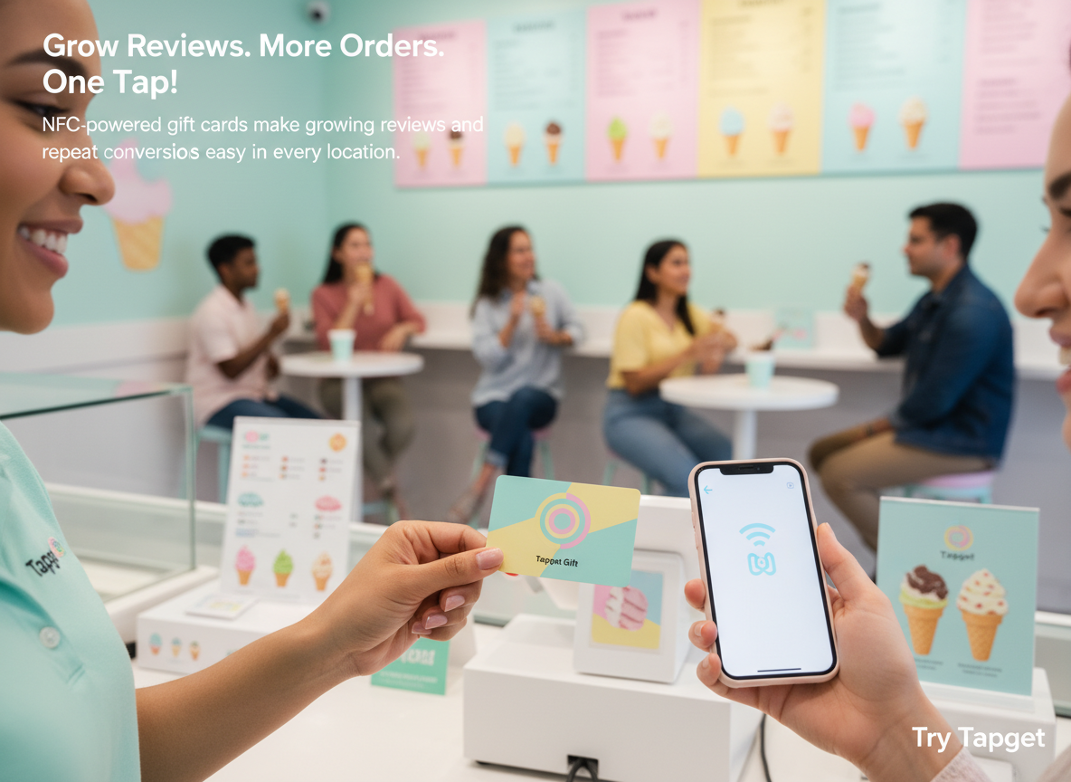 How Tapget’s One-Tap NFC + AI Drives Reviews & Orders for Multi-Location Ice Cream Shops