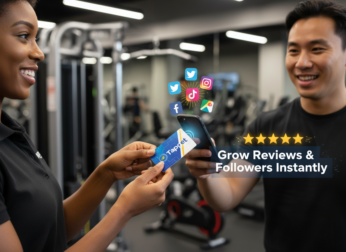 Gym Social Follow Card: How Tapget’s NFC + AI Drives UGC, Reviews & Orders