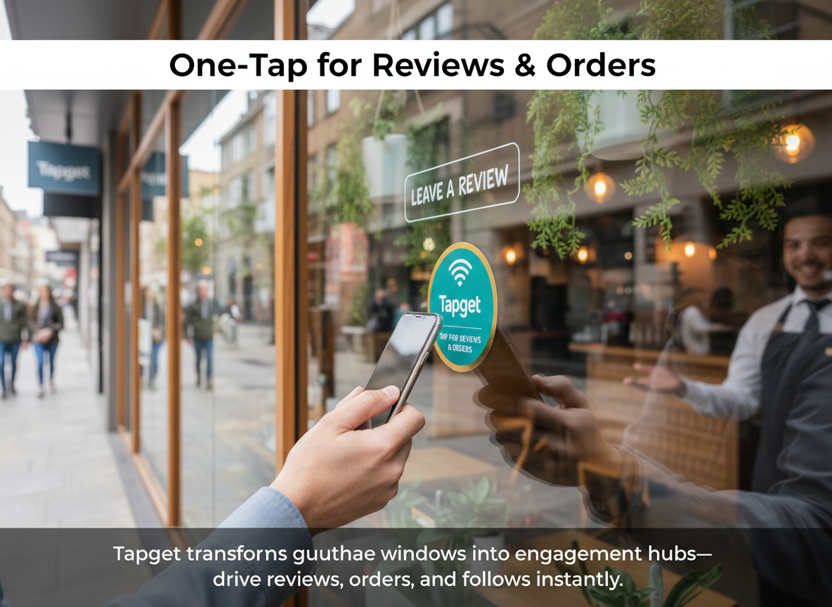 Boost Guesthouse Orders & Reviews with Tapget’s NFC + AI Window Display